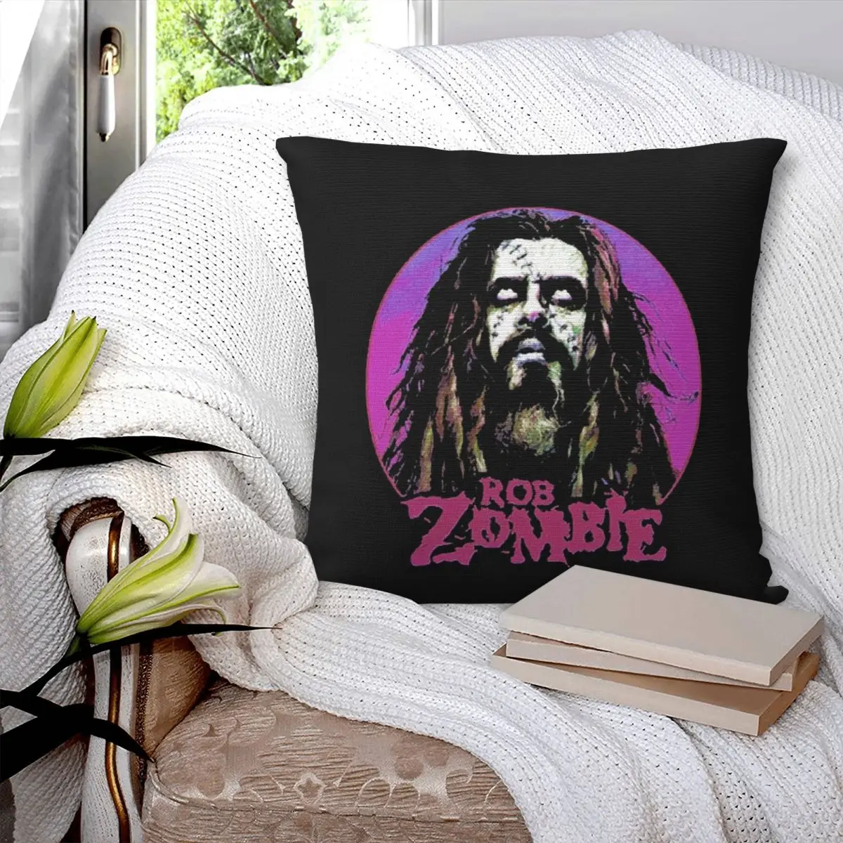 

Vintage Rob Zombie Band Art Square Pillowcase Pillow Cover Cushion Zip Decorative Comfort Throw Pillow for Home Bedroom