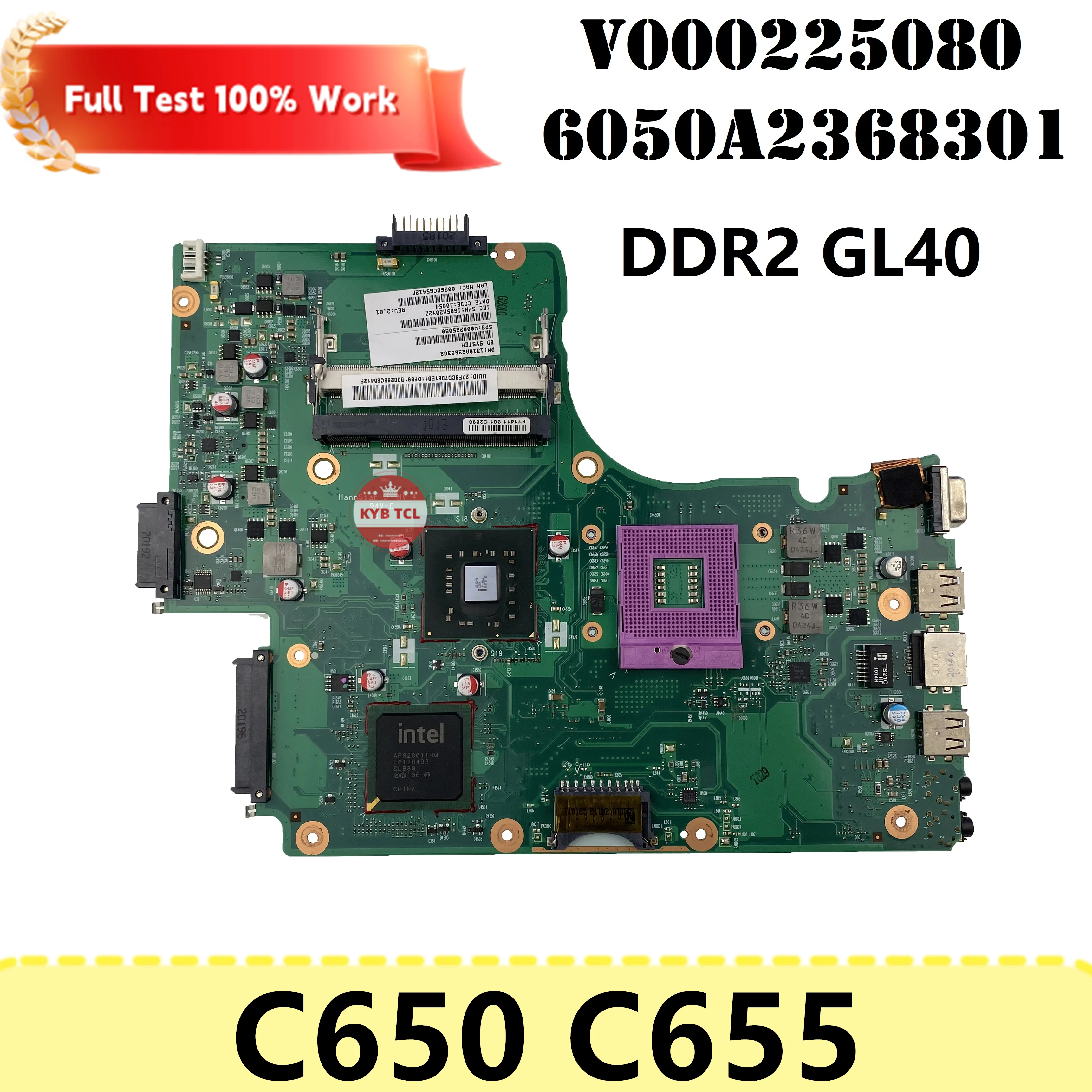 

Mainboard 6050A2368301 V000225080 For Toshiba Satellite C650 C655 Laptop Motherboard GL40 DDR2 Notebook 100% Fully Tested OK