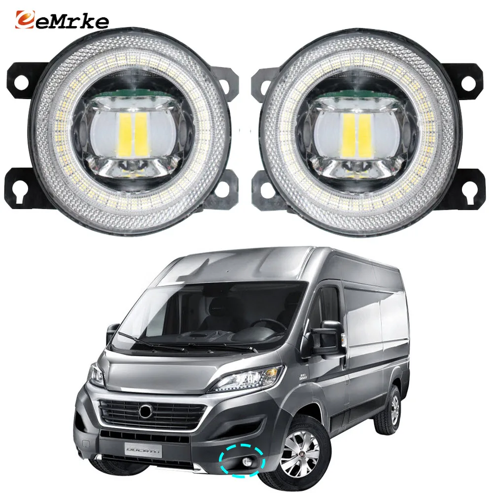 Led Exterior Lights for Fiat Ducato E-Ducato 2015 2016 2017 2018 2019 2020 2021 Fog Lights Assembly with Lens Angel Eyes Driving