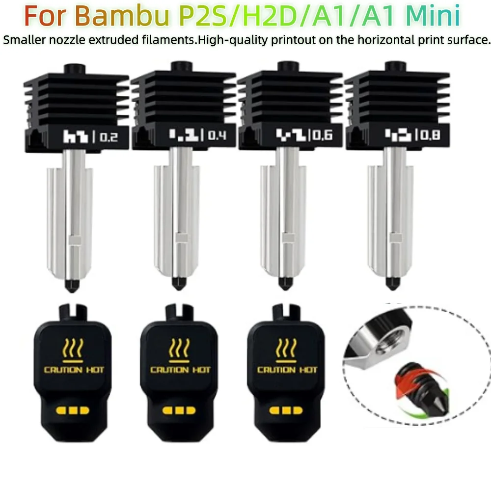 For P2S Hotend For Bambu Lab P2S/H2D/A1/A1 Mini Standard/High Flow Hotend High Quality Fast Precise Printing Removable nozzle