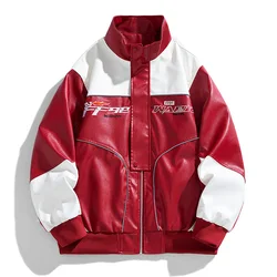 Turtleneck Baseball Jacket Leather Coat for Men Autumn Winter Biker Wear Trend American Pilot Quality Fabric Moto Coats for Men