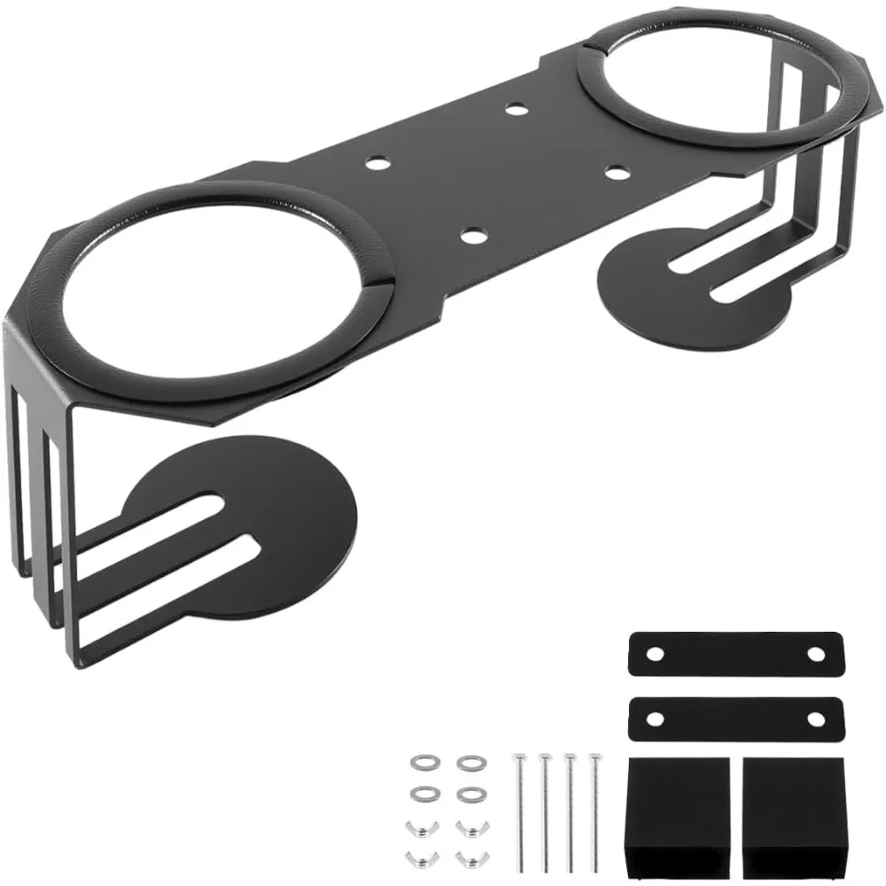 

Universal Dual Cup Holder Grab Bar Heavy Duty Steel Armrest Drink Holder No Drill UTV Black