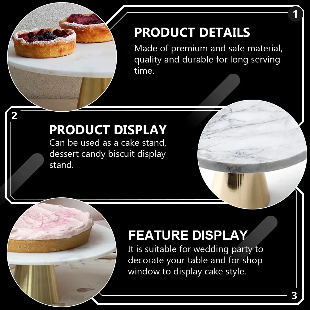 Premium Marble Cake Stand Round Heavy Duty Dessert Display Tray Ideal for Parties Weddings Showers Bakeries Hotels Cupcake