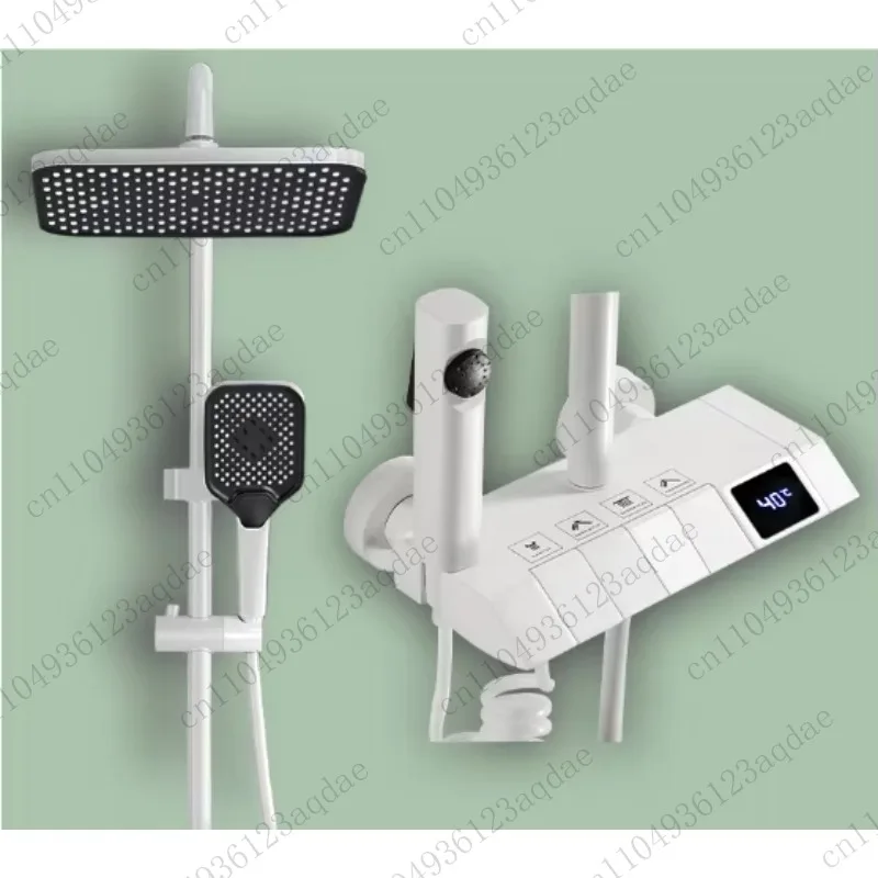 

Душевой набор, современный белый дисплей температуры, душевая система, настенный смеситель для душа с дождевой водой для ванной комнаты