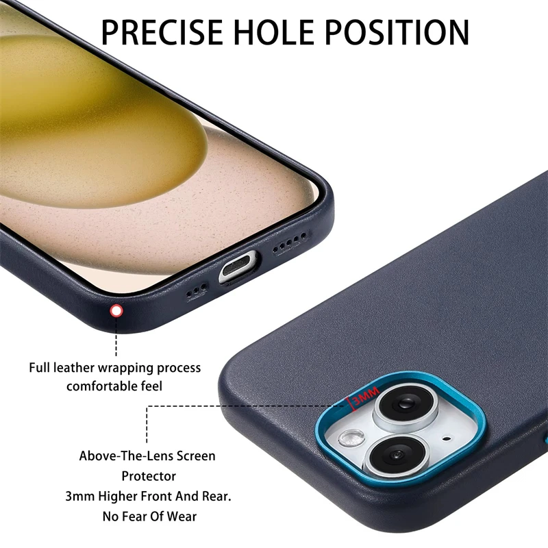 حافظة جلدية مغناطيسية Macsafe لهاتف Magsafe IPhone 17 Air 14 13 15 16 Pro Max Plus 16Pro IPhone16 ProMax I غطاء آمن للهاتف Mac