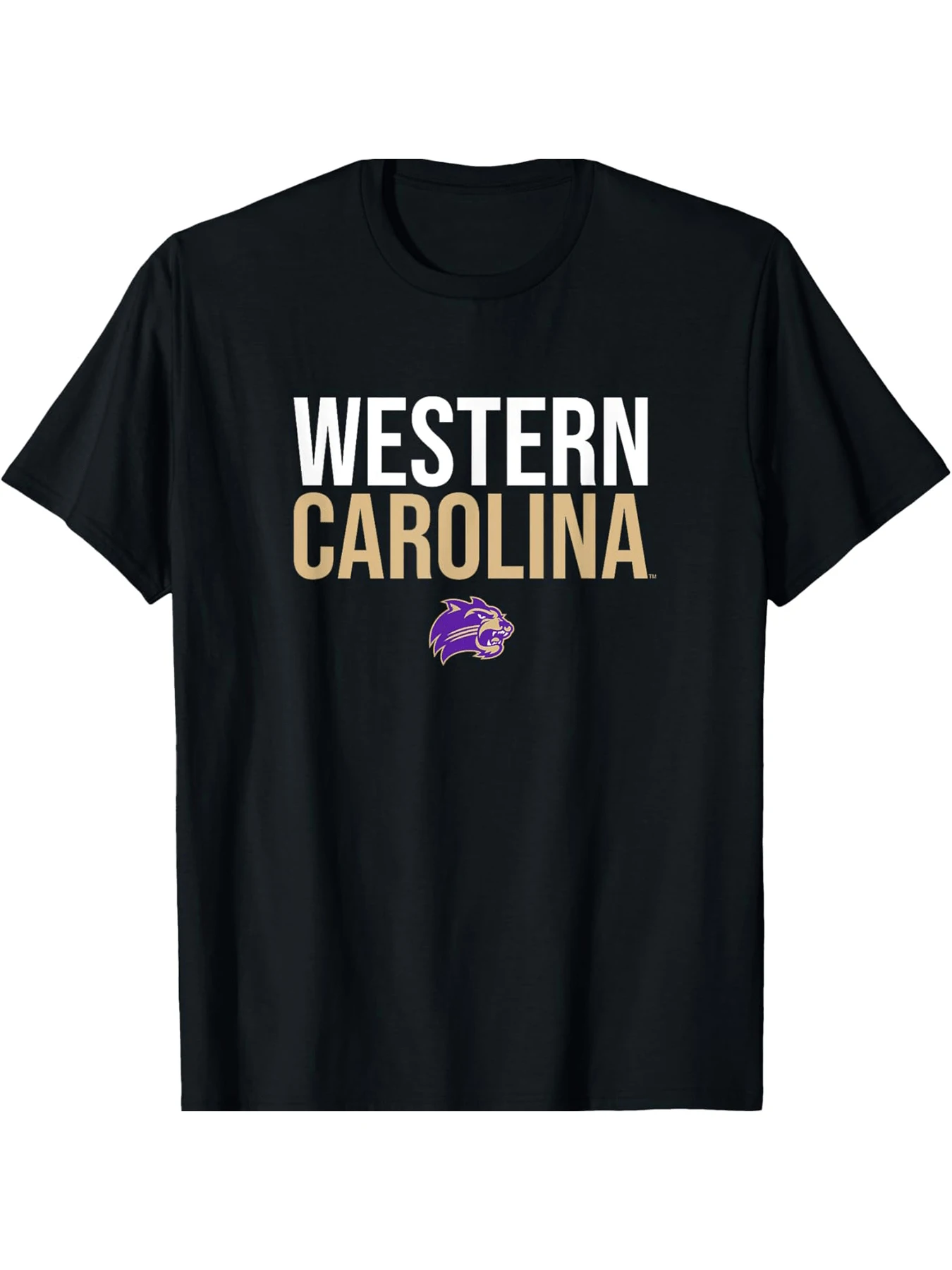 

Western Carolina Catamounts Logo Men and women short sleeve T-shirt black round neck