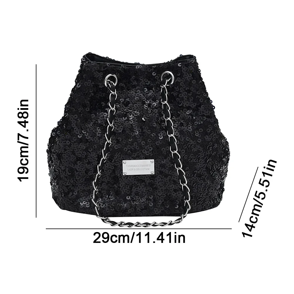 Sequins Handbags Silver Bag Women Crossbody Bag Bling Fashion Lady Bucket Handbags Girls Glitter Purses Shoulder Bag Clutch 2023