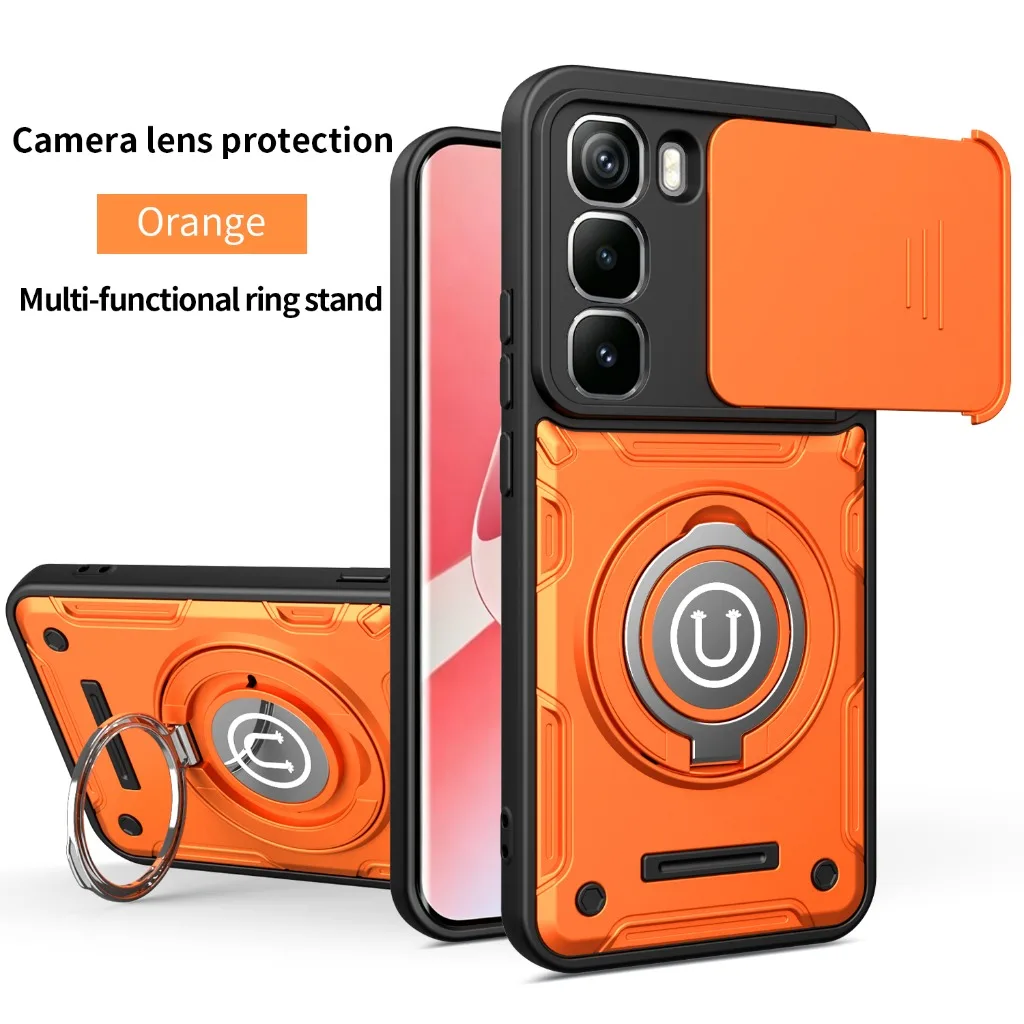 Magnetisch 360° °   Ring-Kickstand-Handyhülle mit Schiebe-Kameraschutz für Infinix Note 50 Pro 4G Hot 60i 60 50 Pro+ Smart 10 9 HD