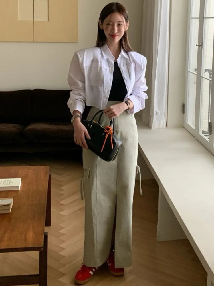 American Sle – jupe asymétrique taille haute pour femmes, nouvelle jupe trapèze ort Design Sense, longue, été 2025
