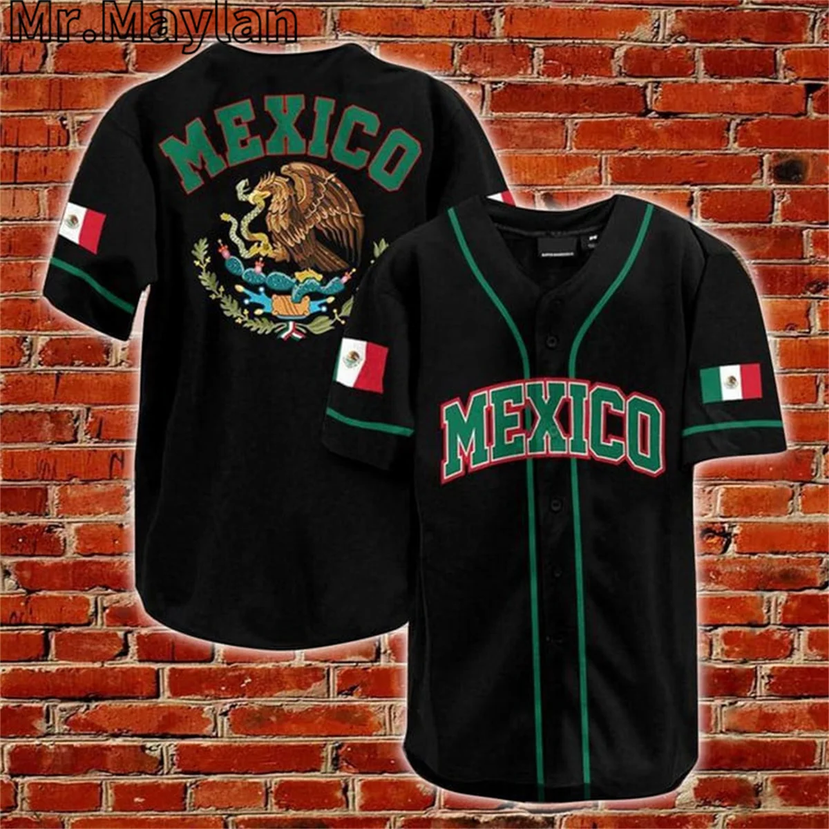 Proud Mexico Black Baseball Tee Jersey Shirt 3D Full Printed Men's Shirts Casual Sports Outdoor Streetwear Boys hip hop Tops-688