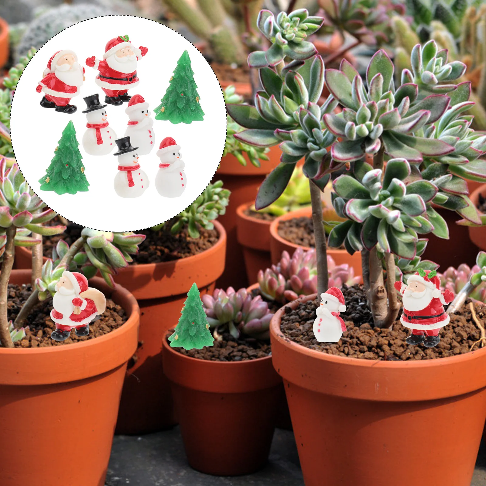 

8Pcs Christmas Elk Snowman Resin Decorations Mini Desktop Ornaments Set Xmas Household Adornment Party Festival Decorative