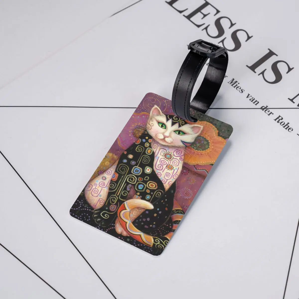 Gustav Klimt Cat Painting Luggage Tag Vintage Suitcase Baggage Privacy Cover ID Label