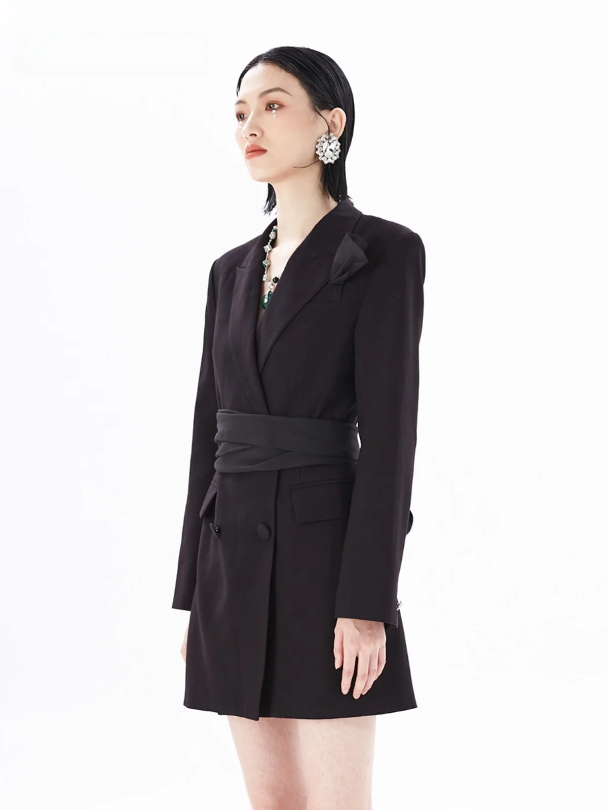 

Оригинальный дизайн, женский костюм Bla Long Sve Bal, с бриллиантовыми пуговицами, с эффектом утягивания талии, из полиэфирного волокна