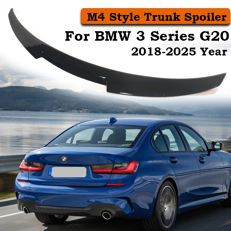 

Спойлер на задний бампер в стиле M4 для BMW 3 серии G20, глянцевый черный, из карбона, дефлектор-диффузор, 2018+