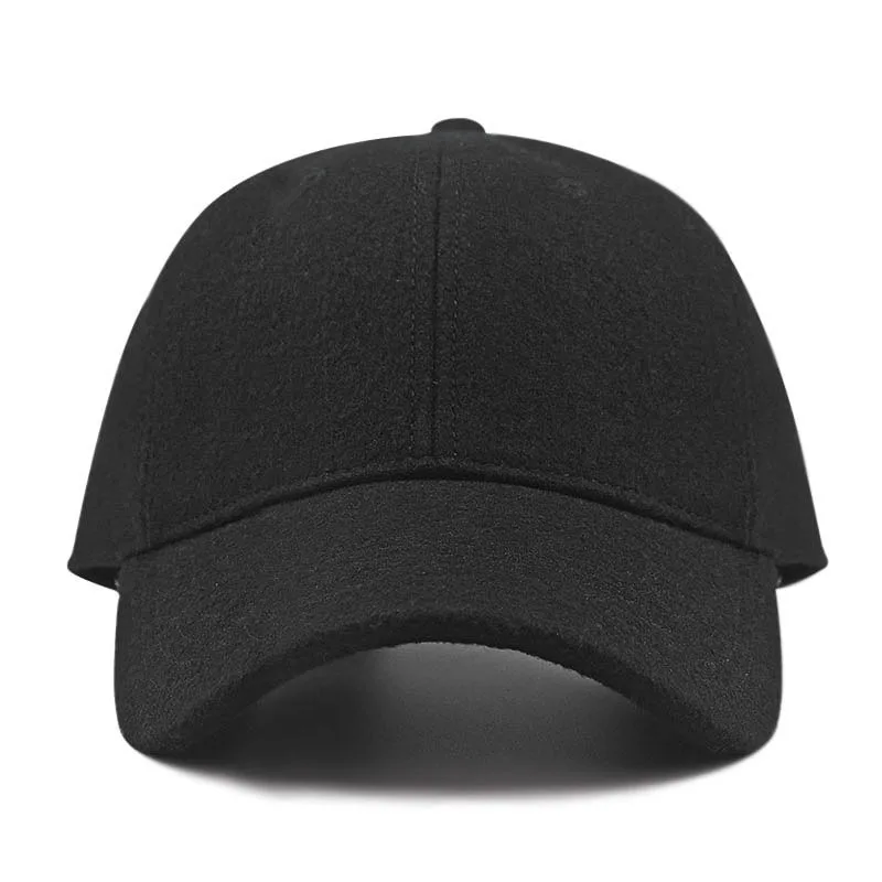 Male Winter large size felt baseball cap big head men fleece-lined sport hat plus size wool snapback caps 56-60cm 61-68cm