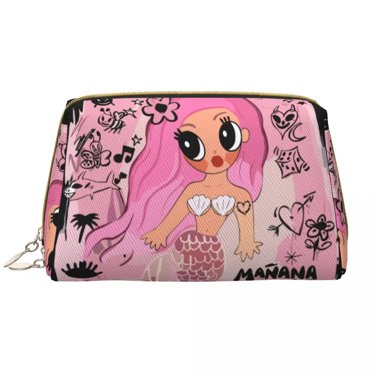 Karol G Mermaid Cosmetic Bag Women Kawaii Big Capacity Reggae Ainger Makeup Case Beauty Storage Toiletry Bags