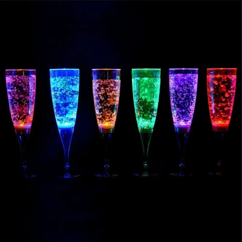 6 Pcs/lot LED Luminous Cocktail Glass Cup Water Liquid Activated Flashing Light-up Cups Wine Accessories Kitchen Bar Supply