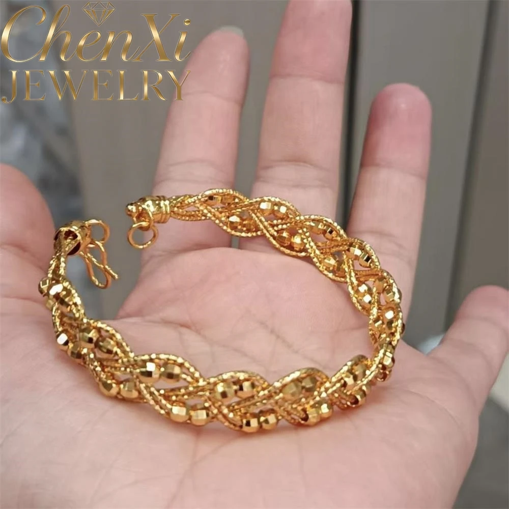 

High-End Sand Gold Dance Bead Twisted Bracelet Luxury Quality Fashion Fine Jewelry Elegant Exquisite Popular Charms Young Gift