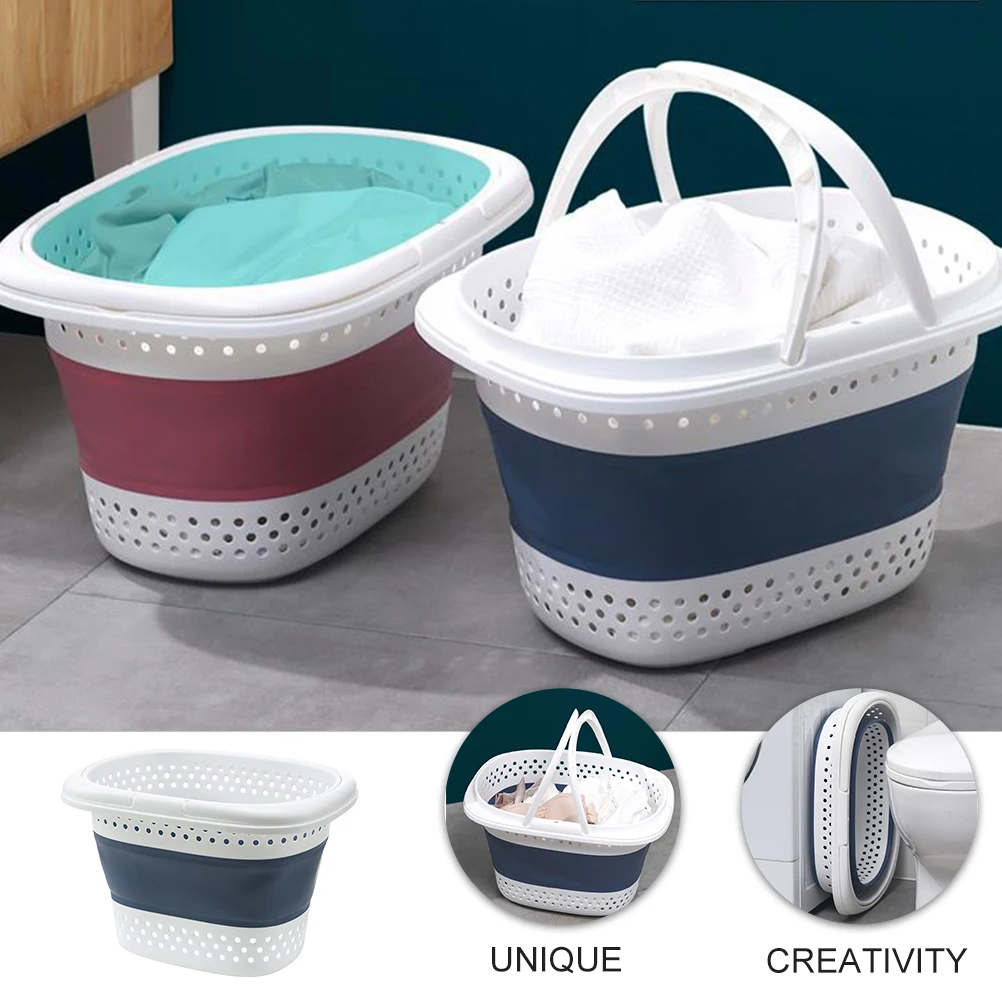 

Foldable Laundry Basket Large Capacity Lightweight Storage Baskets Collapsible Clothes Hamper Bathroom Bedroom Handle