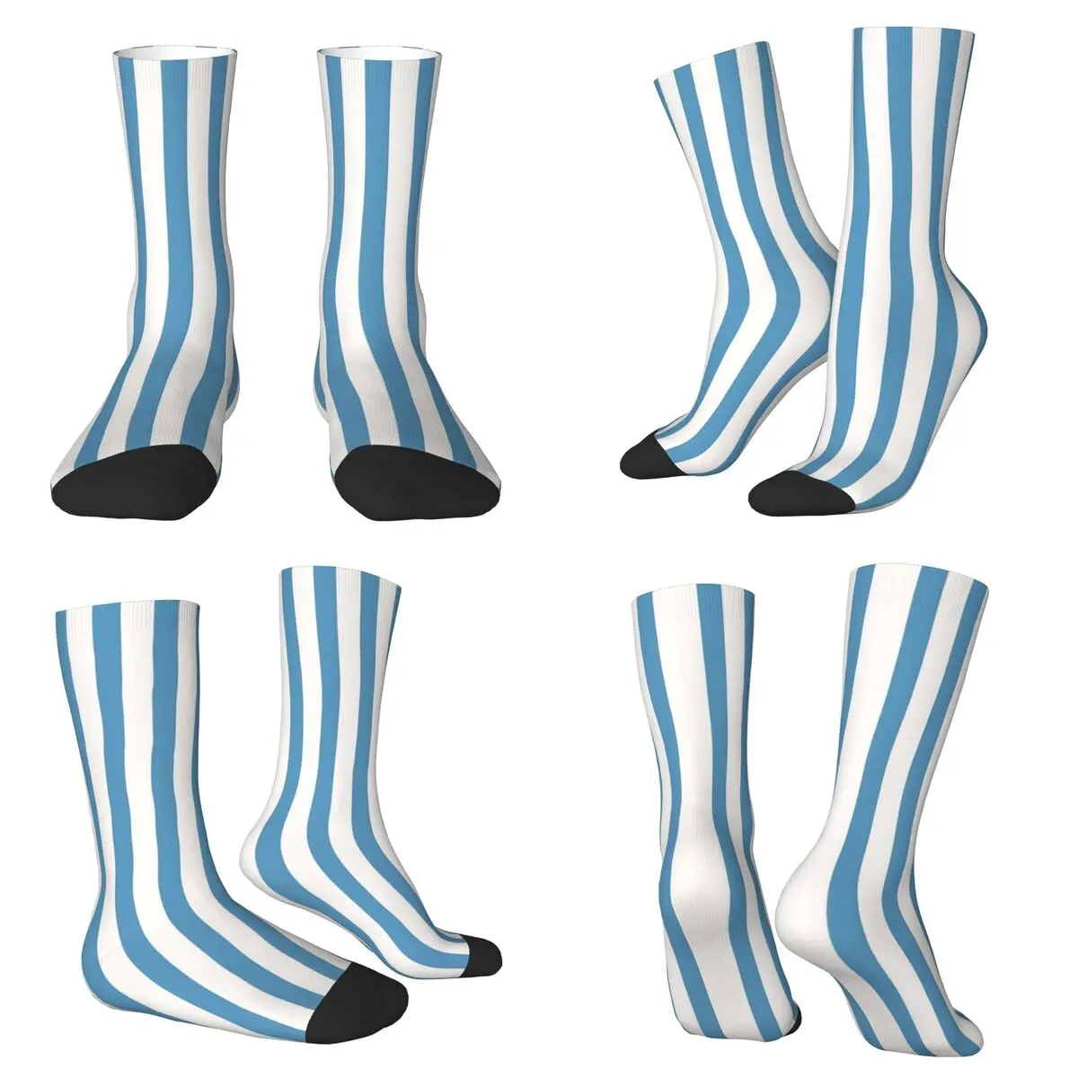 

Носки Circus Vibe Cerulean с сине-белым узором в вертикальную полоску, чулки высокого качества в стиле Харадзюку, всесезонные длинные носки