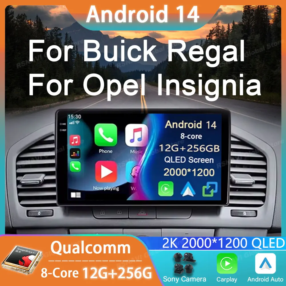 

Автомобильный радиоприемник Android 14 для Buick Regal для Opel Insignia 2009 - 2013 GPS-плеер Навигация стерео Авто DSP 2din Carplay мультимедиа