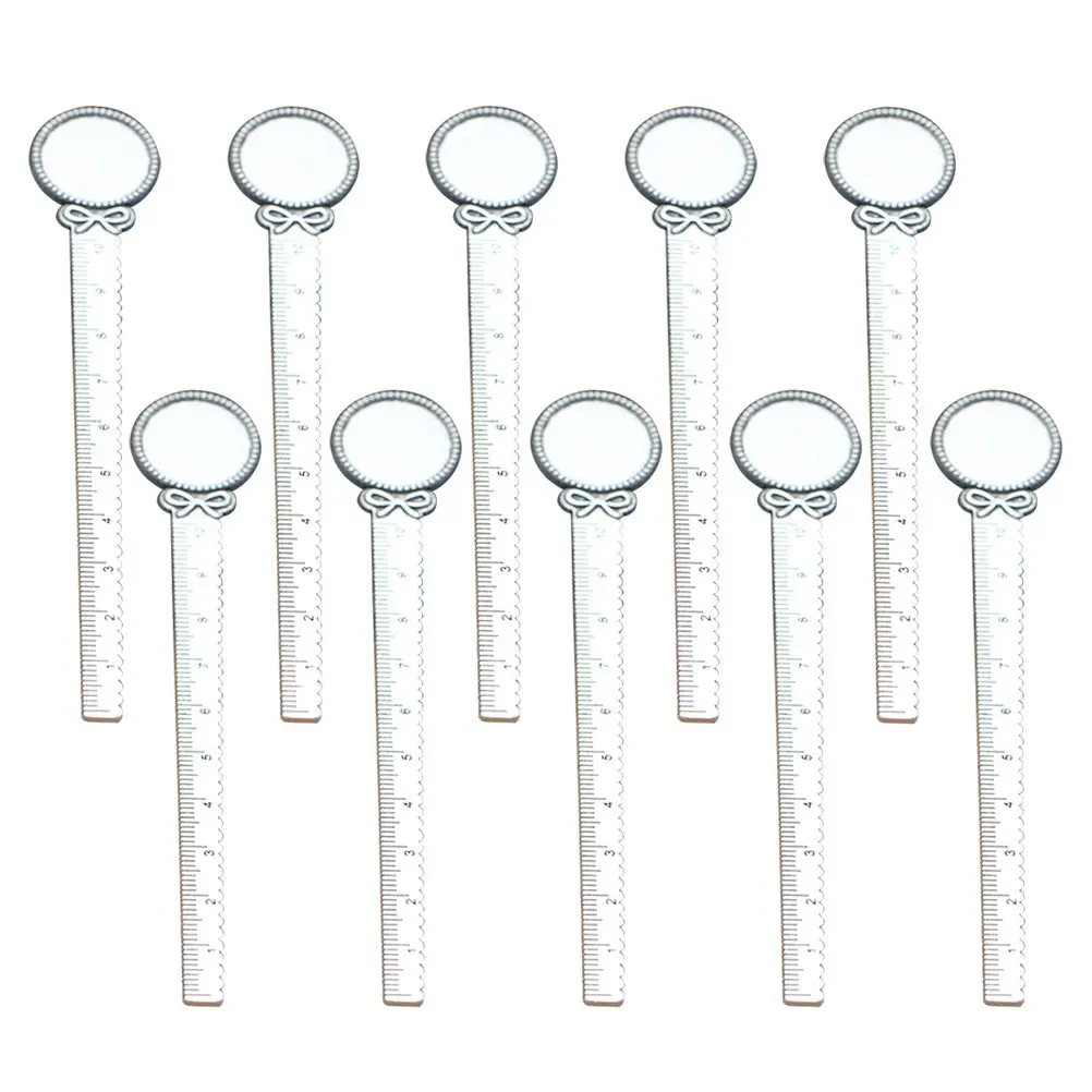 

10Pcs Silver Vintage Bookmarks Metal Bookmark Ruler Creative Stationery Set with Small Ruler Function for Students