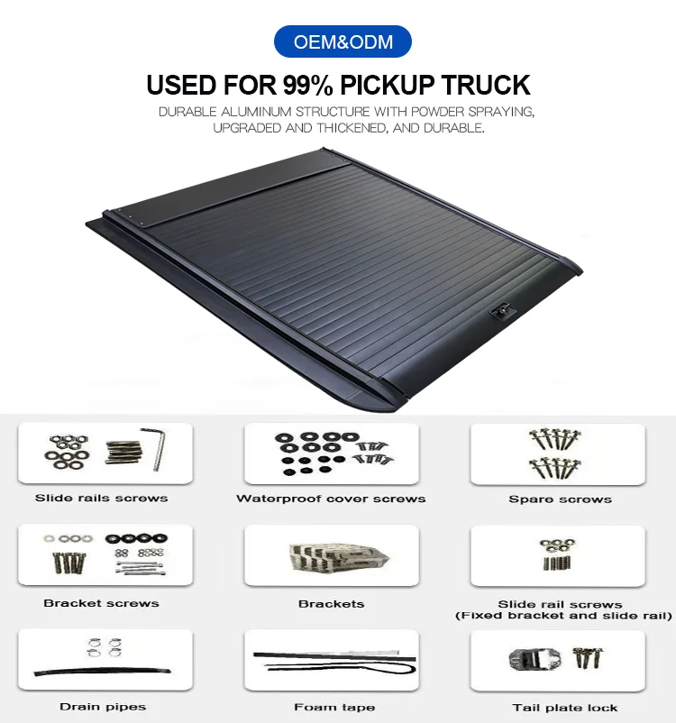 4x4 Pickup Truck Accessories Retractable Aluminum Tonneau Cover for Toyota Hilux Bed Cover for toyota hilux