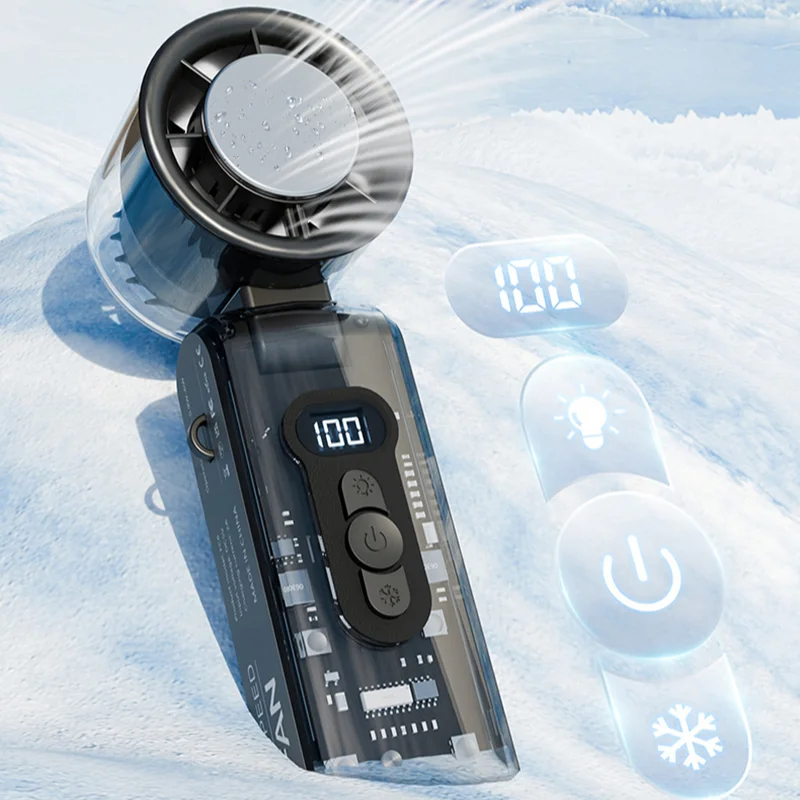 Lenovo Handheld High-Speed Cooling Fan Outdoor Transparent Mecha Fan USB Mini Desktop Turbine Ice Home Appliances Fan