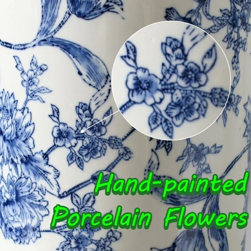 New Blue And White Porcelain Vase Large Capacity Thicked Durable Eco-friendly Non-fading Vases Traditional Chinese Floral H