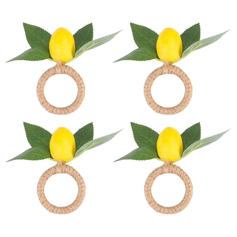 4Pcs Simulation Lemon Plant Napkin Ring Fruit Meal Buckle Hotel Model Room Napkin Ring Napkin Buckle Party Supplies