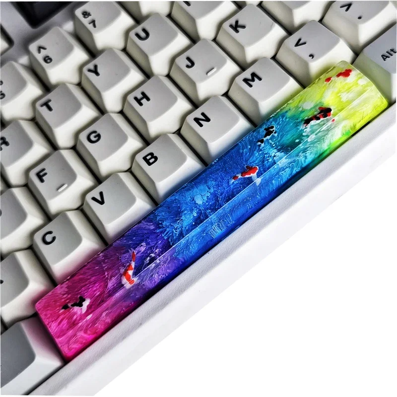 ECHOME Koi Fish Spacebar Keycaps 6.25U Custom Resin DIY OEM Spacebar Keycaps MX Switch Translucent Keycap Mechanical Keyboard