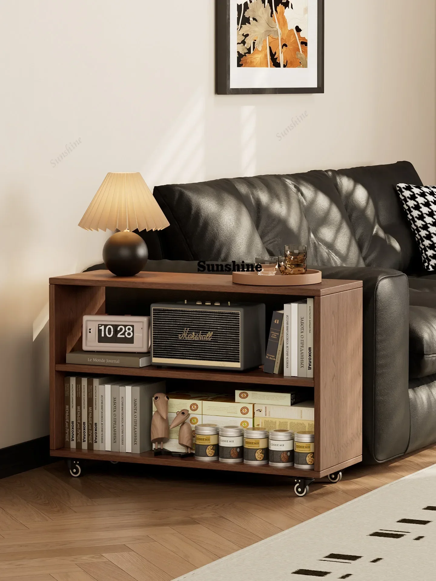 movable sideboard, small apartment, living room side cabinet, small cart, push cabinet next to the sofa  T*
