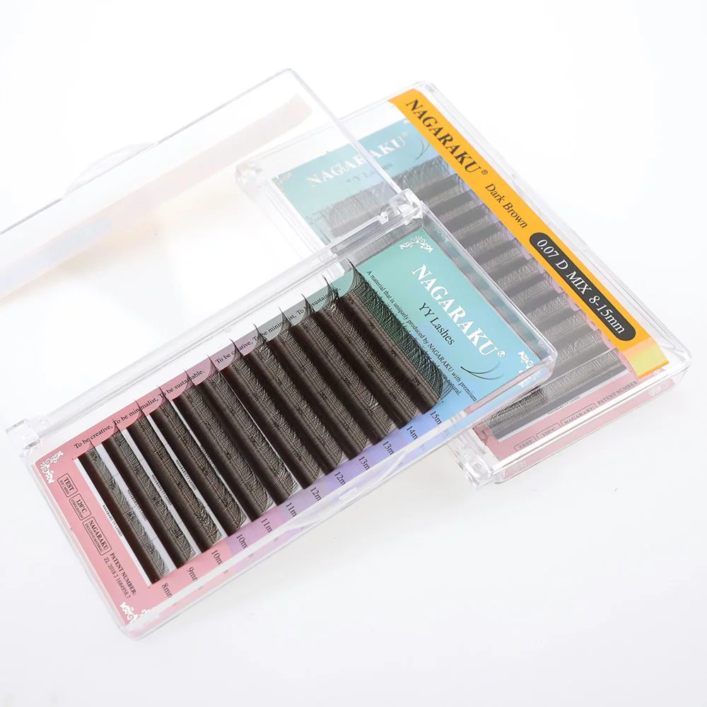 NAGARAKU YY-Form Dreifach-Spitzen Handgewebte Premium Weiche Leichte Natürliche Wimpernverlängerung Zubehör Make-up Netz-Kreuzwimpern – Detail 25