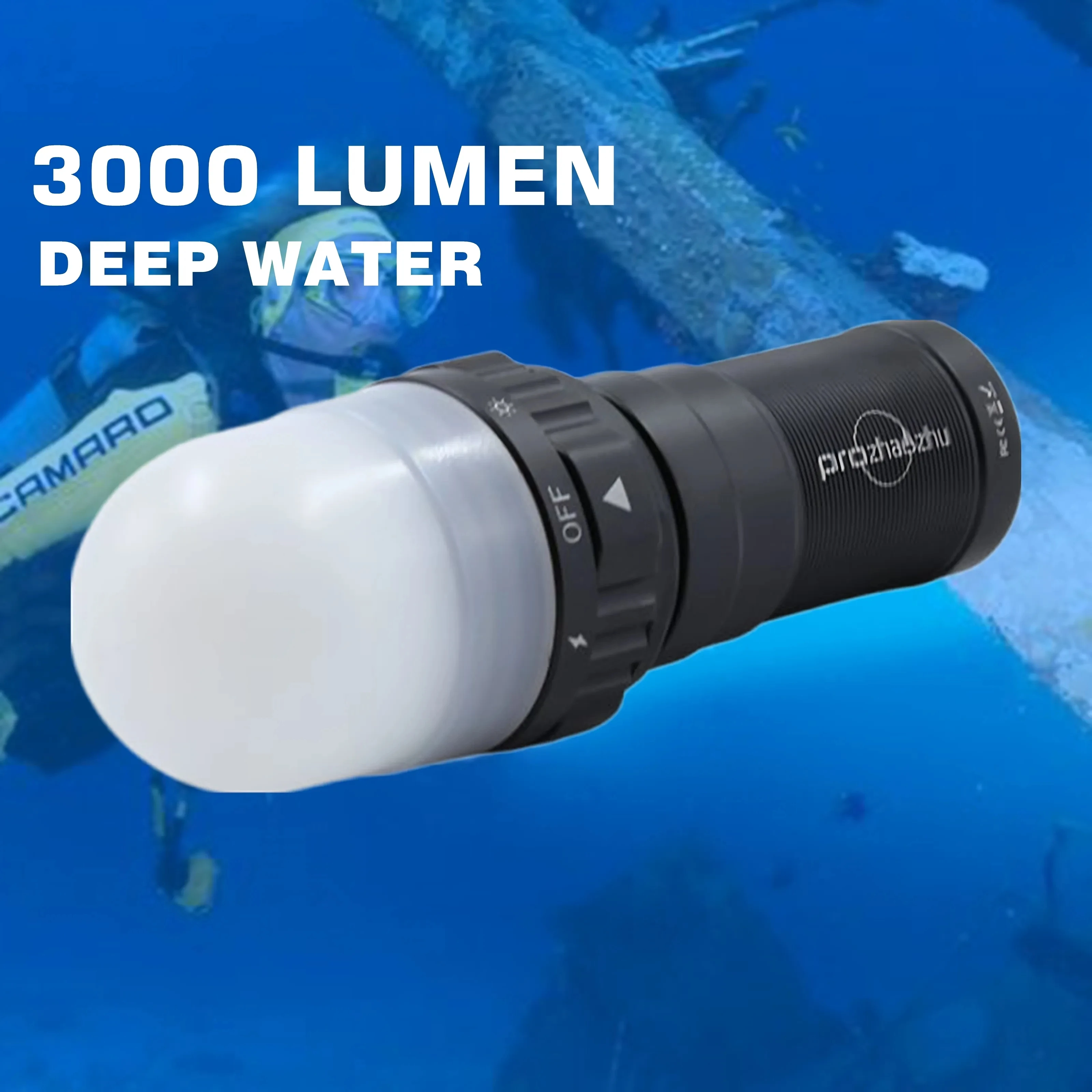 

Светодиодный стробоскоп для дайвинга на 3000 люмен, IP68, 200 м, 26650, перезаряжаемый подводный маяк, супермощный сигнальный светильник для подводного плавания
