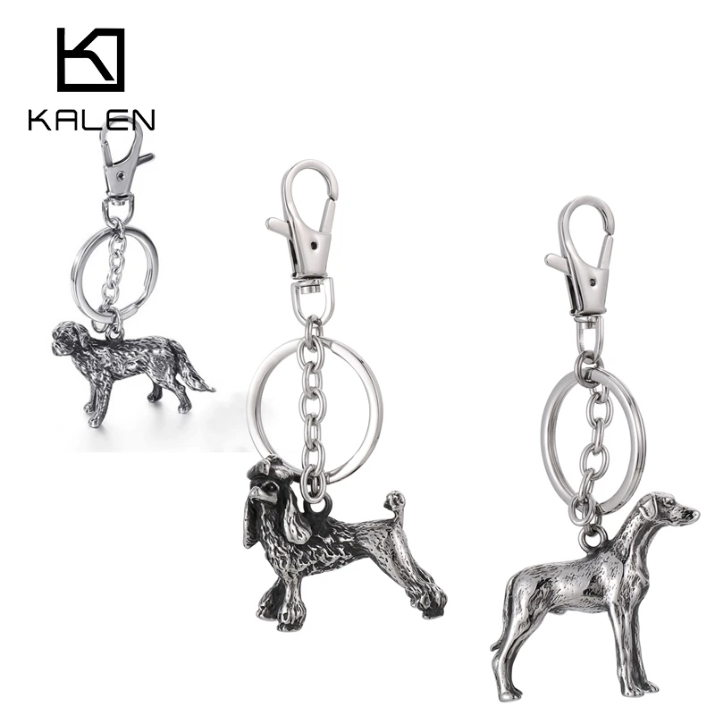 KALEN Vintage Dogs Charm Keychain Hound, Poodle Totem Stainless Steels Keyring Holder Gift for Men Car Key Accessories