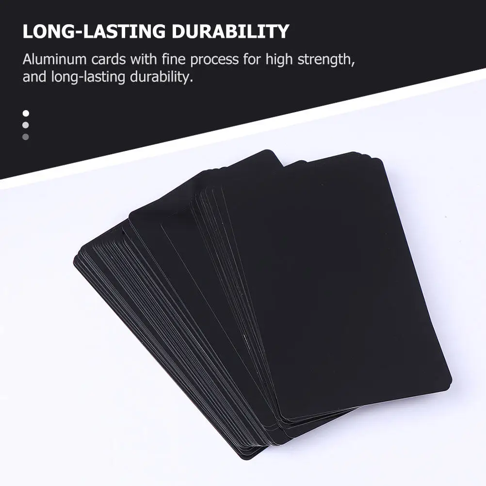 100Pcs Aluminum Metal Name Cards Blank Smooth Engraving Sturdy DIY Business Cards for Membership Vip Gift Metal Sheets