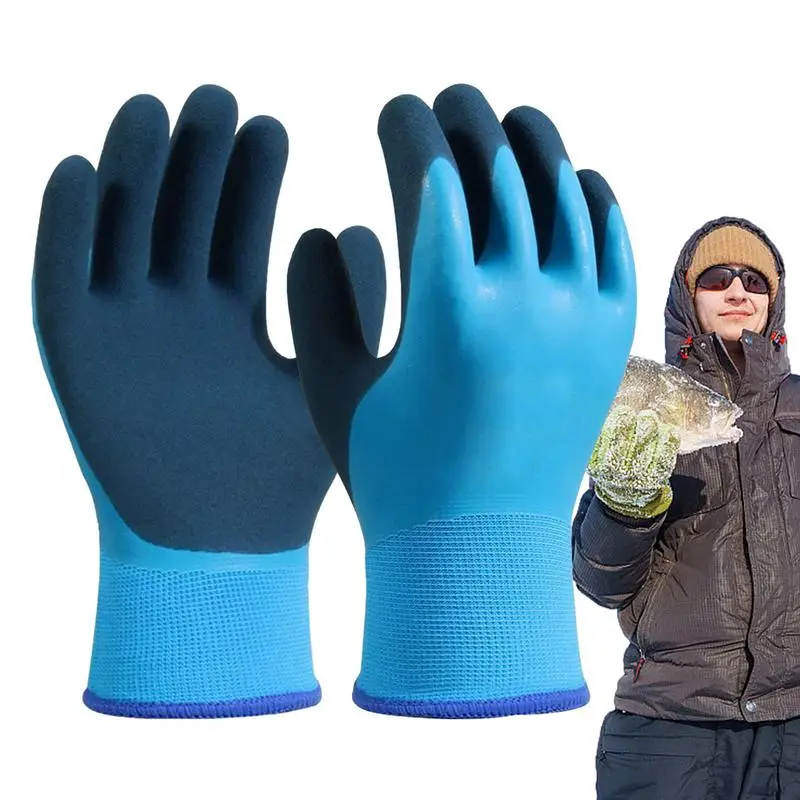 2pcs Winter Fishing Waterproof Cold Resistant Gloves Thickened Warm Cold Storage Specializeds Antifreeze Gloves Winter Gloves