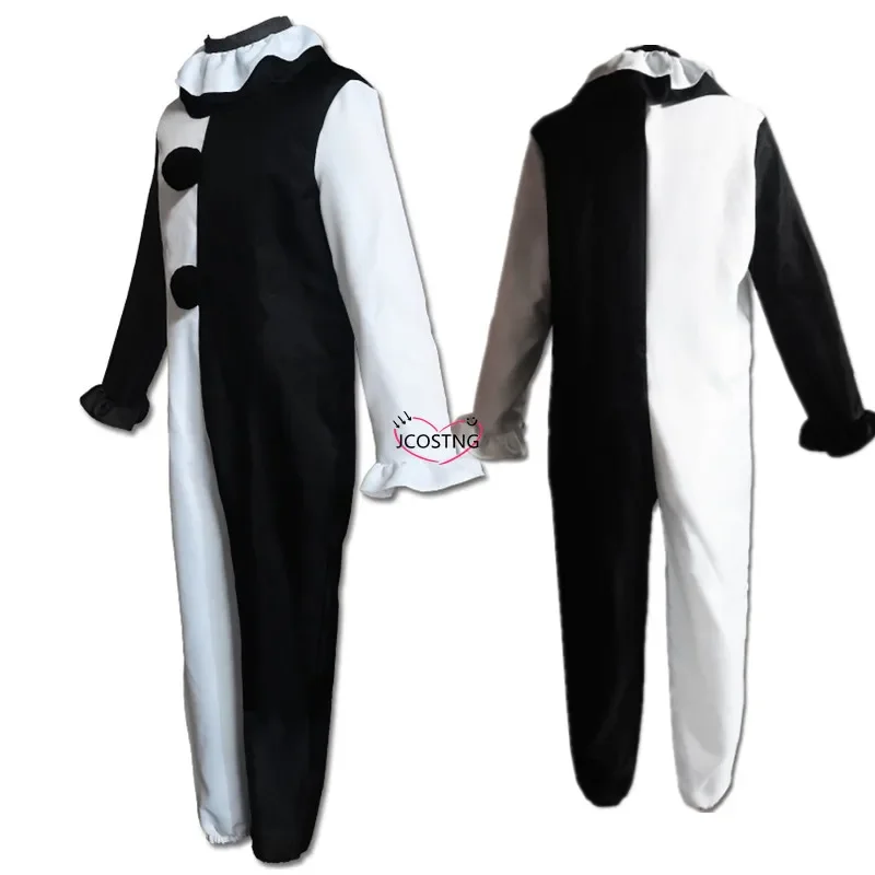 Costume de Cosplay d'Halloween pour Homme et Femme, Ensemble de Vêtements de Clown, Robe d'Horreur, Combinaison de ix, Noir et Blanc