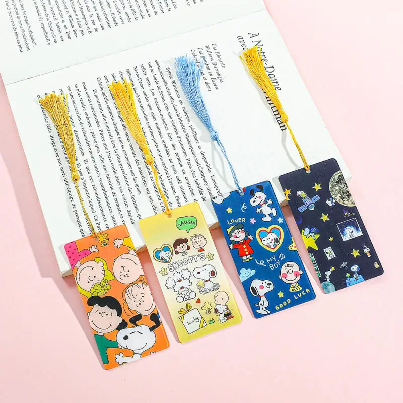 علامات مرجعية سنوبي للصفحة المتينة للقراء والمعلمين ملصق أكريليك مع ملحقات قراءة شرابة أدوات مكتبية للدراسة