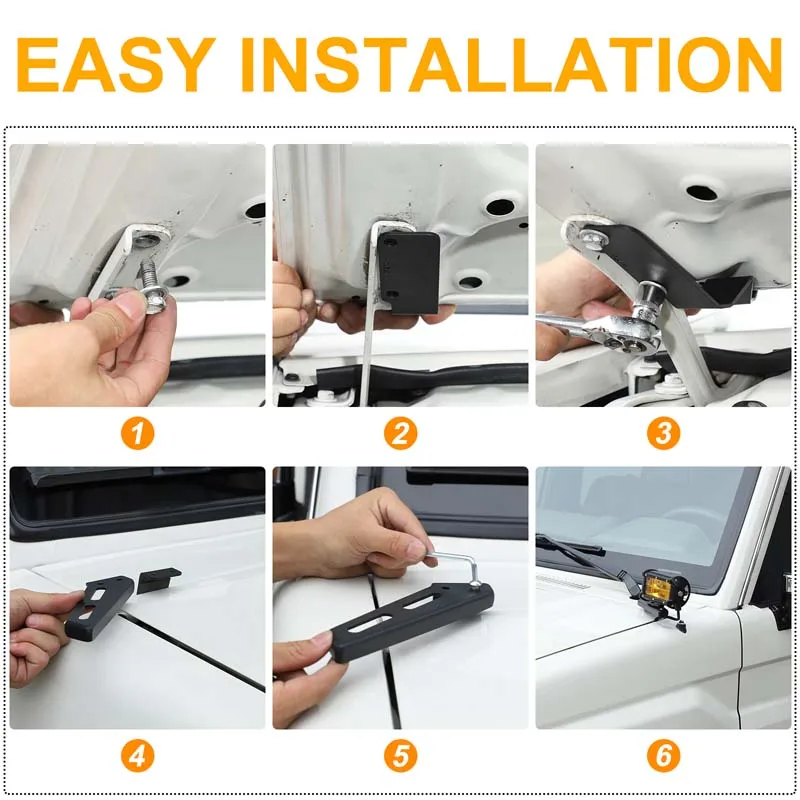 2Pcs Carbon Steel for Toyota LC71 LC76 LC79 2007-2026+ Car Hood Spotlight Bracket LED Light Bracket Modification Accessories view 4