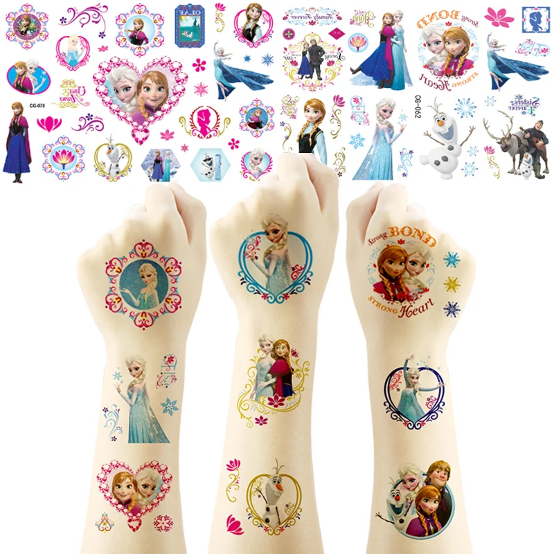 Frozen Elsa Tattoo Stickers Temporary Tattoos for Kids Birthday Party Supplies Favors Cute Tattoos Stickers Decoration