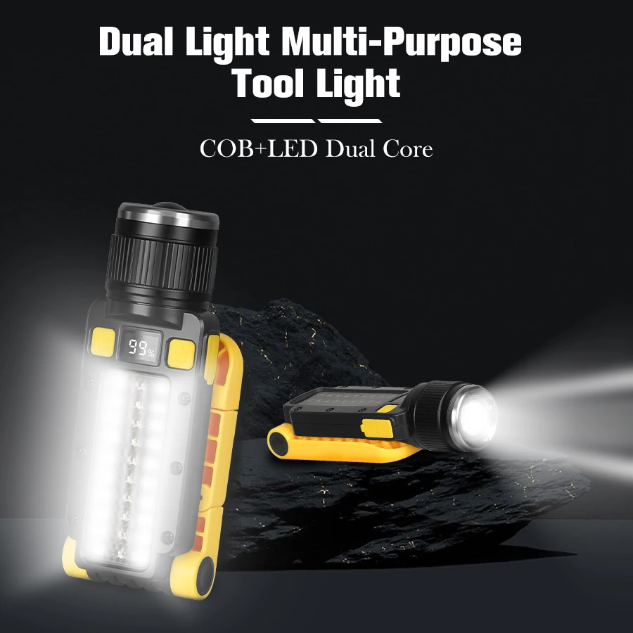 LED Ultra Bright Flashlight USB Rechargeable Dual Light Tactical Zoom Torch Outdoor Waterproof Emergency Camping Fishing Lantern