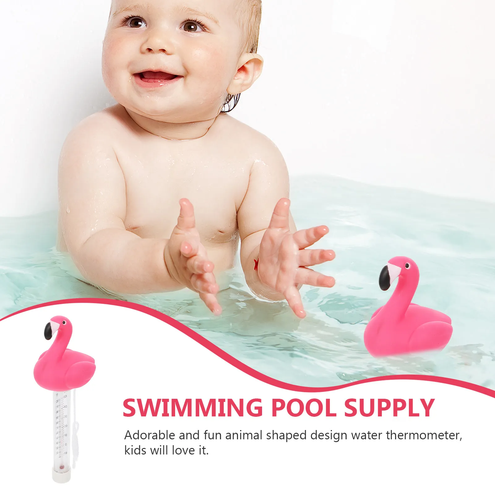 

1Pcs Water Thermometer Floating Flamingo Bird Shape Swimming Pool Bath Fish Tank Accurate Celsius Fahrenheit Reading Supply