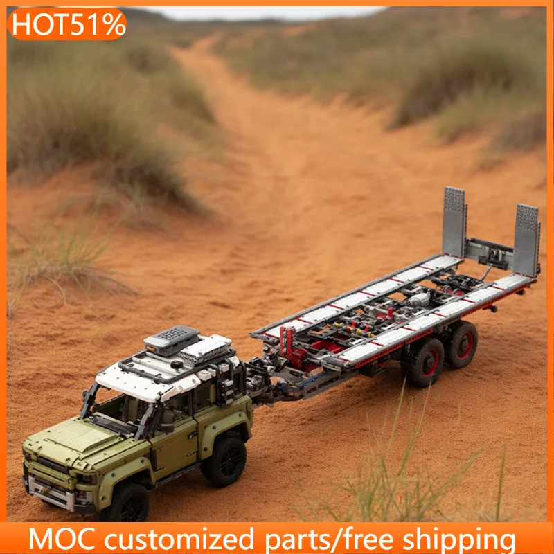 

2134 детали: Тяжелый грузовой прицеп MOC, модульный конструктор, простые детские креативные строительные блоки, игрушка для творчества, подарок на праздник