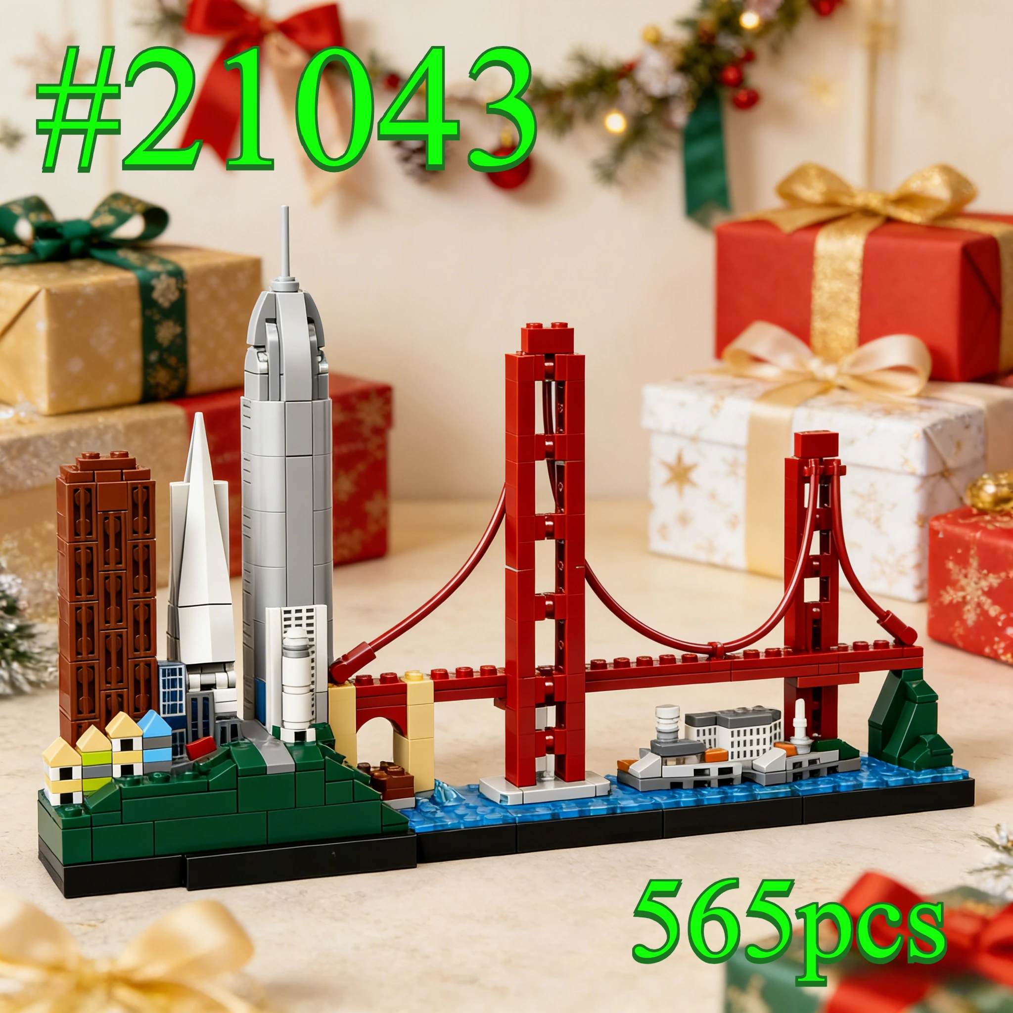 

Архитектура наборов строительных блоков Сан-Франциско 21043, подходящие для рождественских подарков, совместимые с частицами Legoed, 5565 шт.