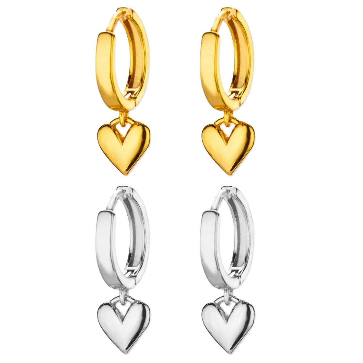 Minimalistische, glatte Herz-Ohrringe für Damen, Kupfer, Goldfarbe, Silberfarbe, kleine Creolen, Tropfenohrringe für den täglichen Gebrauch und Partyschmuck – Detail 2