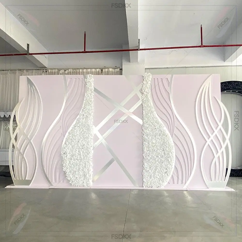 

Cheaper Golden Acrylic&Pvc Backdrop Event Decoration Wedding Arch Background With Flower On Sale