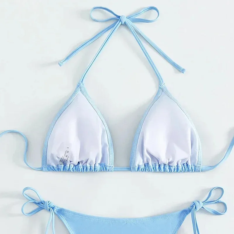 Trendiger gespleißter Diamant-Badeanzug für Frauen, sexy Dreieck-Neckholder-Tanga, Mikro-Bikini, Sommer, neuer Spice-Girl-Badeanzug, 2-teiliges Set