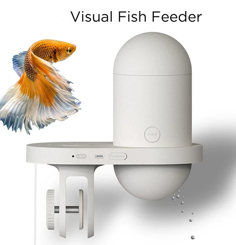 Automatic Fish Tank Feeder with Camera Aquarium Visual Feeders 230ML Timing Quantitative 170° Fisheye lens 1080P HD Type-C