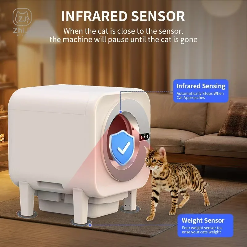 Smart Cat Litter Box Fully Enclosed Oversized Cat Litter Boxes Automatic Pets Cats Sandbox Self-cleaning Deodorizing Pet Toilet